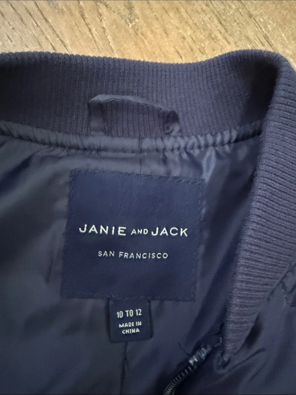 Janie and Jack Navy Quilted Bomber Jacket Kids Size 10-12 NWOT